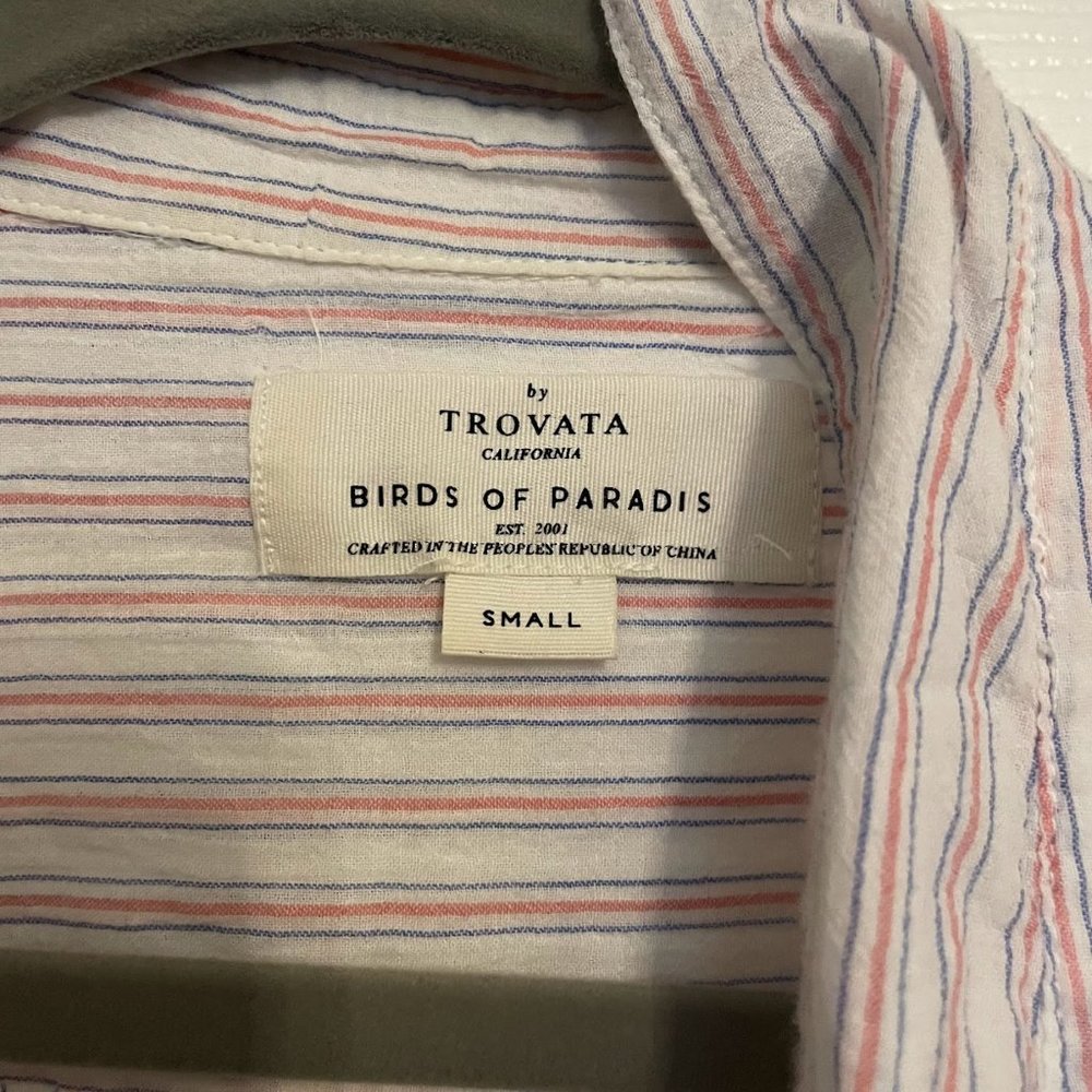 Trovata Narrow Stripe Button-Down in White, Pink & Blue